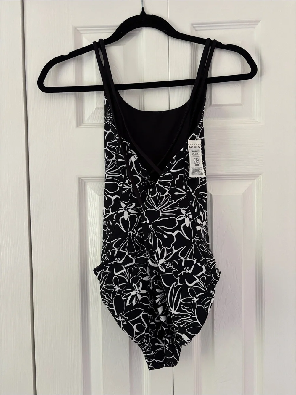 Athleta Black & White Floral Kids One-Piece Swimsuit